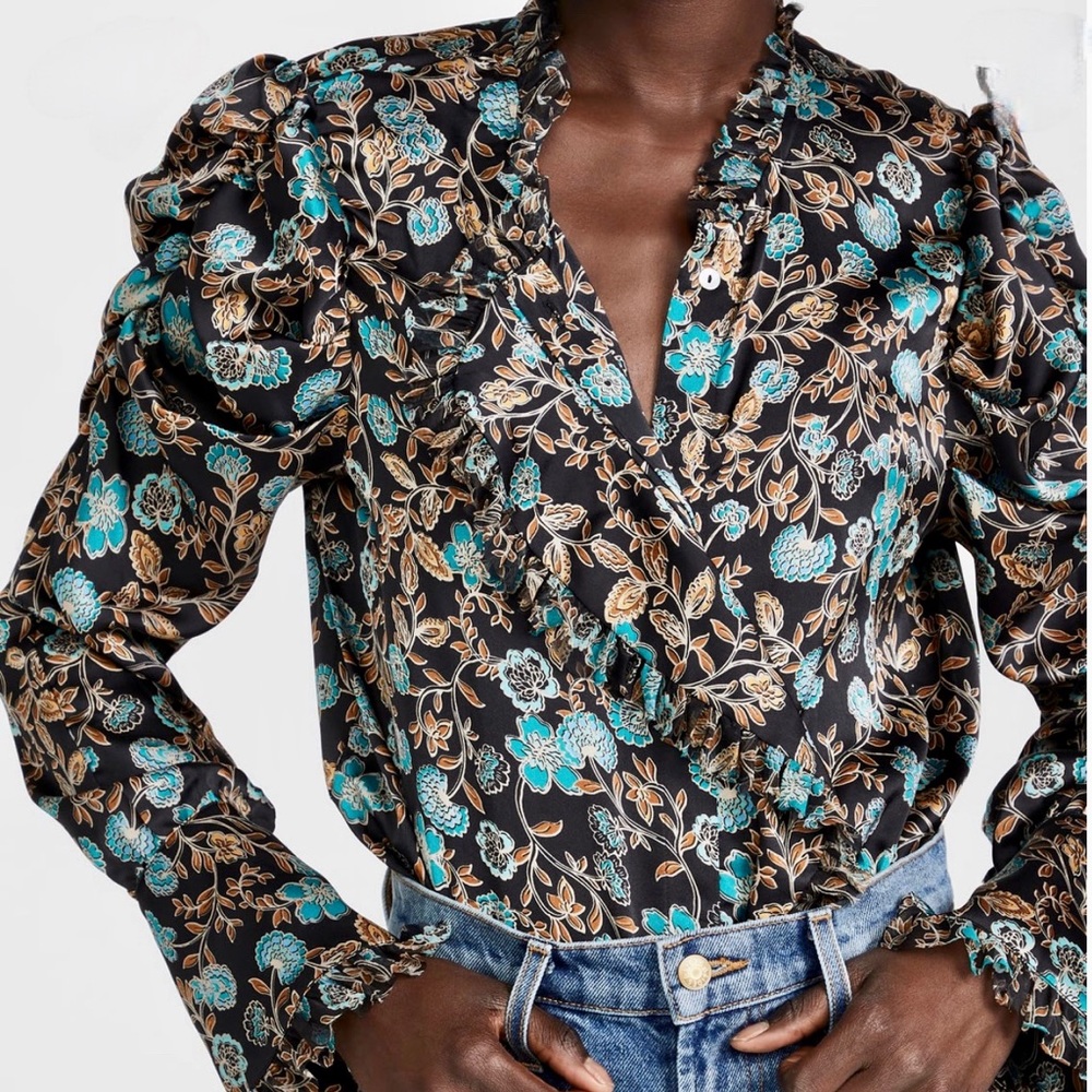 NWT! MISA Los Angeles Garance Floral Long
Sleeve Blouse, Size XS